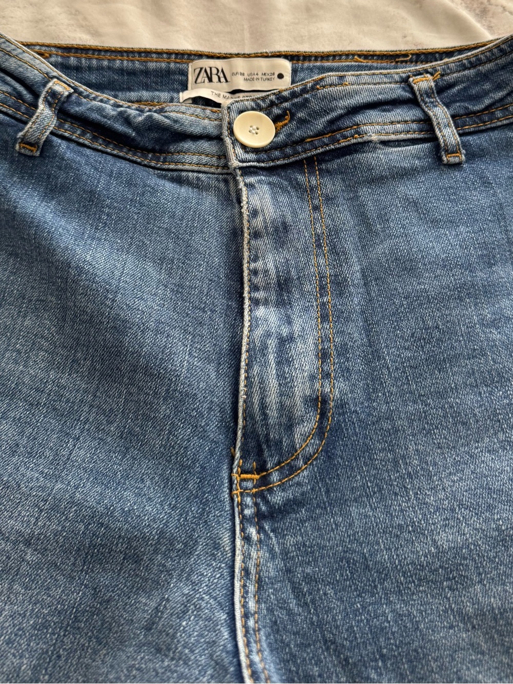 Zara The Marine Straight blue High-Rise Wide Leg raw hem  Jeans, size 4 western - Picture 12 of 12